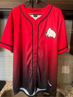 Electric Family Red and Black Gradient Baseball Jersey